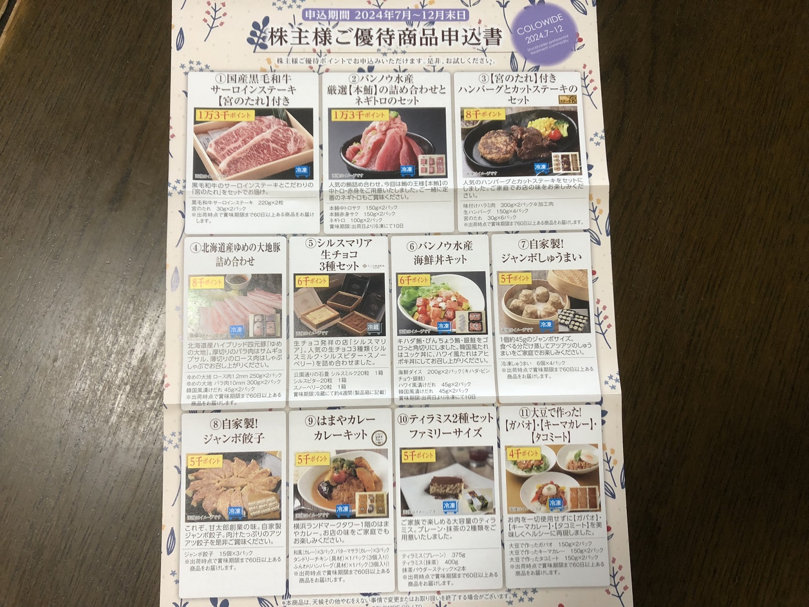 コロワイドの株主優待引換品
