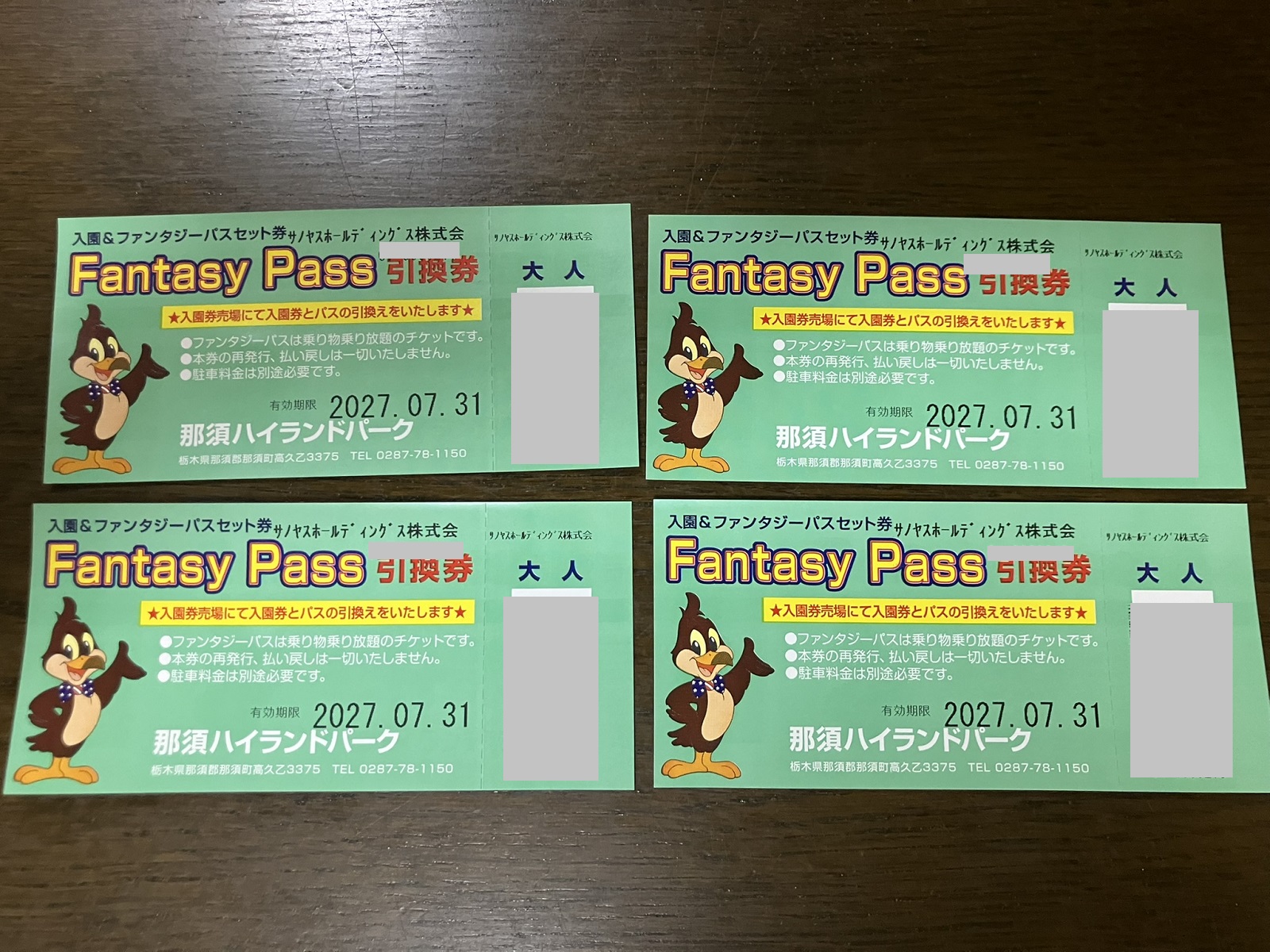 サノヤスホールディングスの株主優待で那須ハイランドパークのファンタジーパスをいただきました